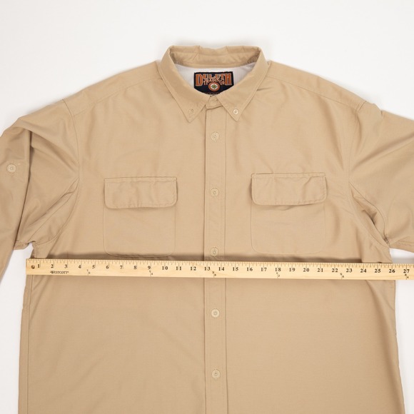 Duluth Trading Co. Button Up Shirt Roll Tab Long Sleeve Relaxed Fit Men Beige - Picture 11 of 12